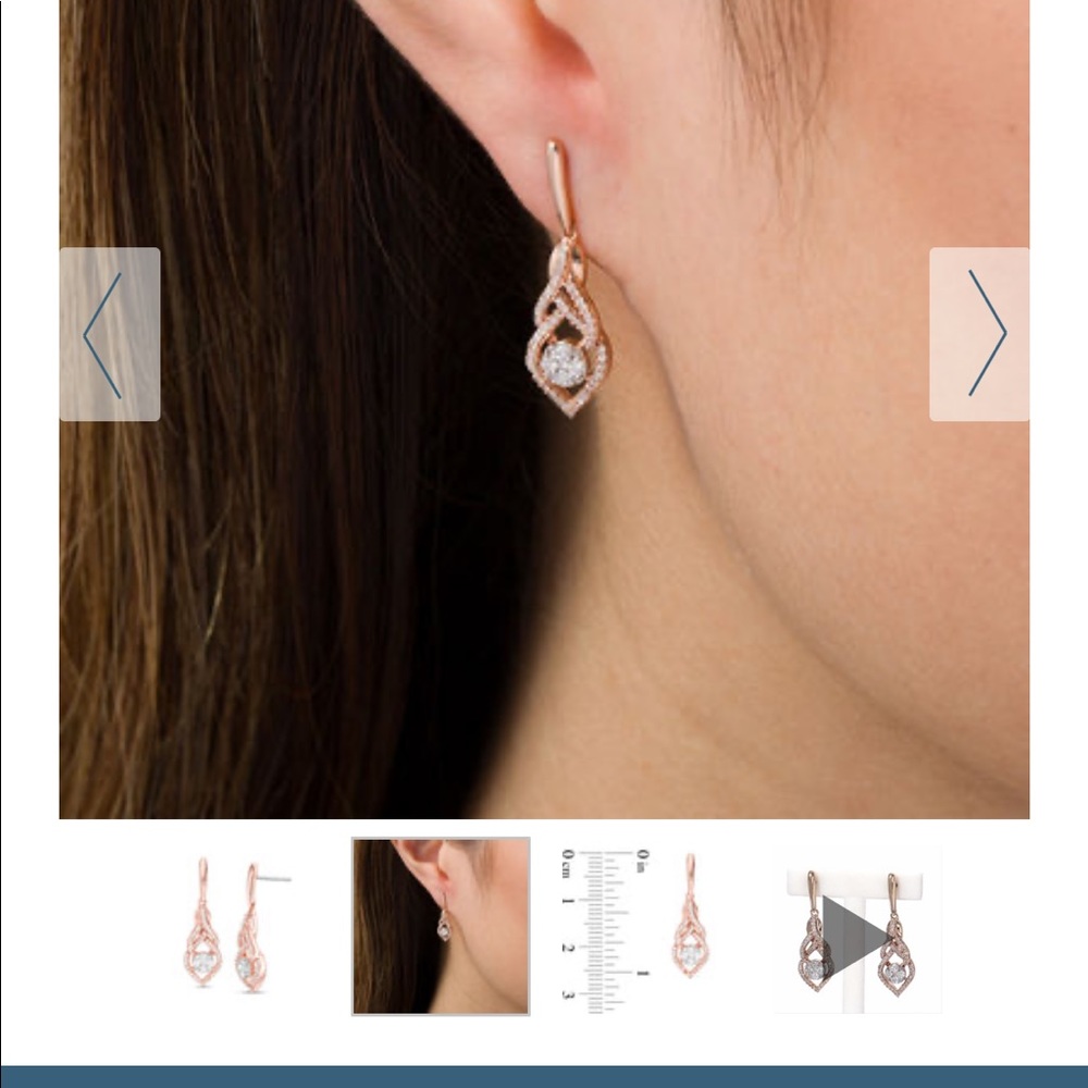 Diamond Teardrop Earrings 10K RoseGold - Picture 2 of 8